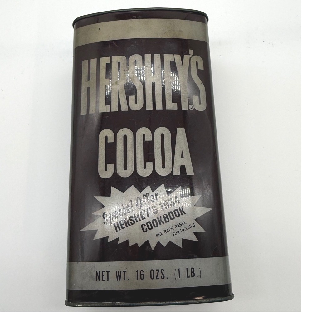 Vintage Hershey's Cocoa Tin 16 oz 1 lb Item No 51 Brown Silver Made in USA